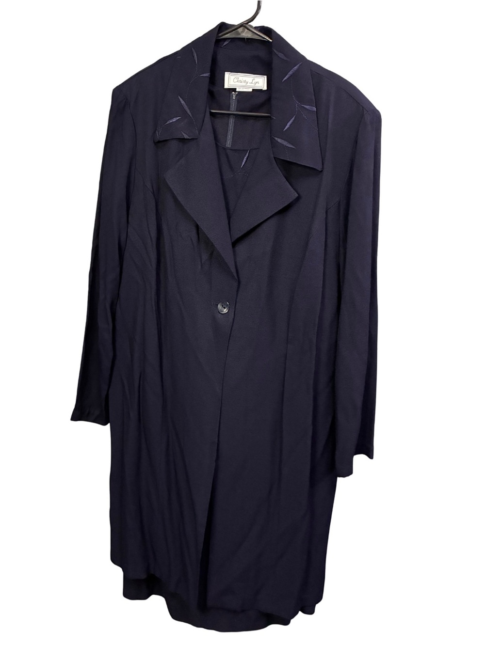 2 piece Christy Navy Single-Button Long Trench Coat dress